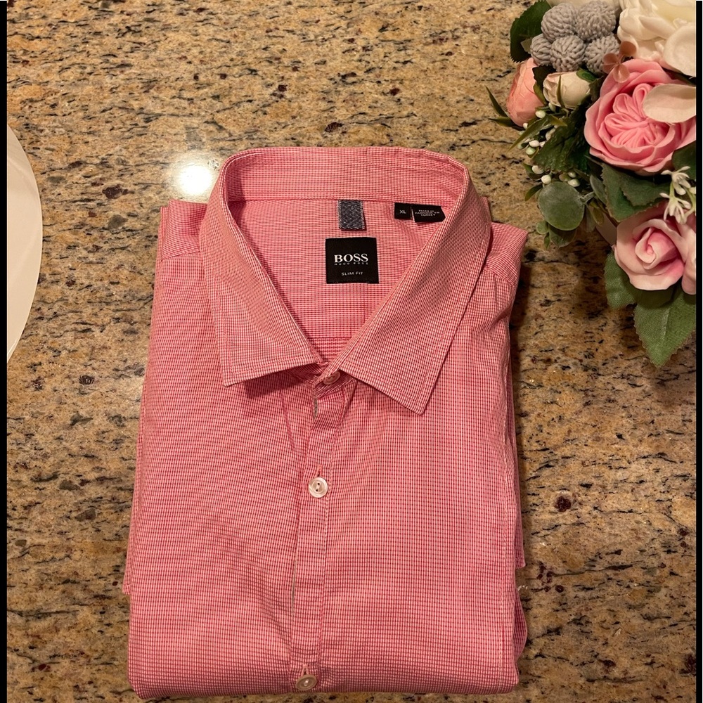 Boss pink men shirt 👚, 100% cotton, 💯 guarantees authentic!
